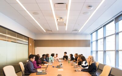 Group of people in corporate conference room