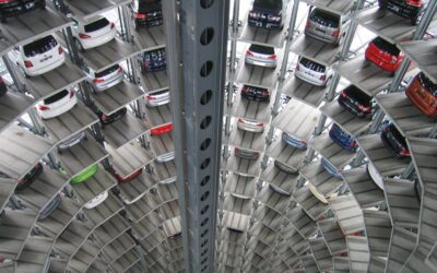 Vehicles parked in parking structure