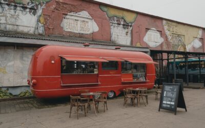 Red food truck on street