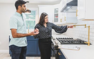 Real estate agent giving house tour